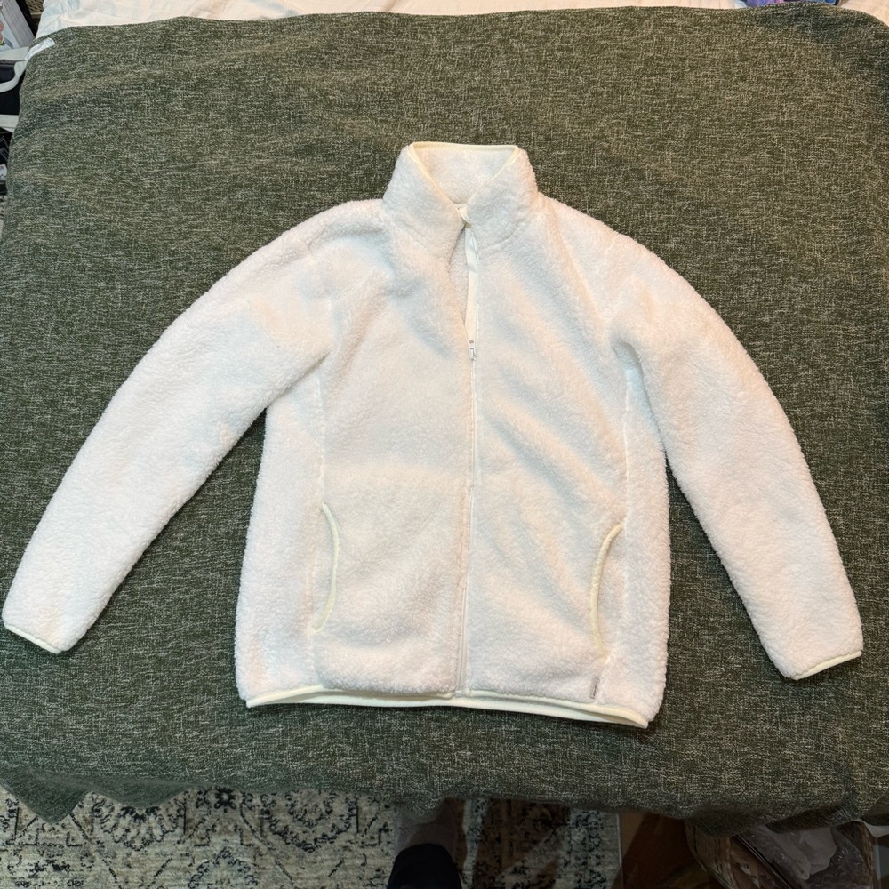 Eddie Bauer Sherpa Soft White Zip Up Jacket Size M